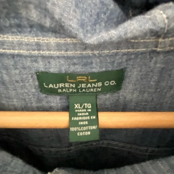 Lauren Ralph Lauren Longsleeve Cotton Denim Hooded Jacket XL - Picture 2 of 8